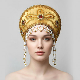 Кокошник Отрада, золотистый с золотом- фото 1