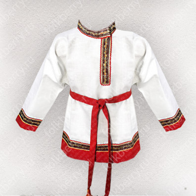 Косоворотка Добрыня, лен, белый- фото 1