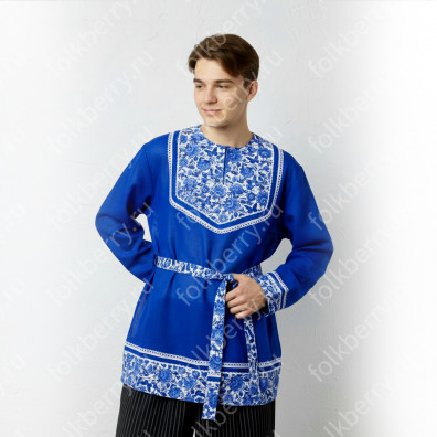 Рубаха Василек-2, хлопок, синий- фото 1